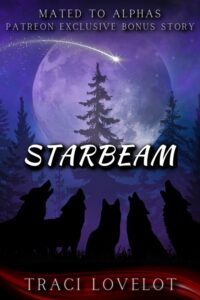 The Starbeam bonus cover shows the silhouette of five wolves looking at the moon above the forest as a shooting star flies across the sky.